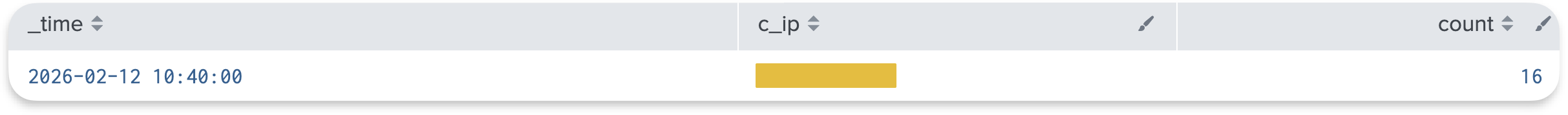 Splunk search results showing high-volume POST requests to the OWA endpoint from a single IP